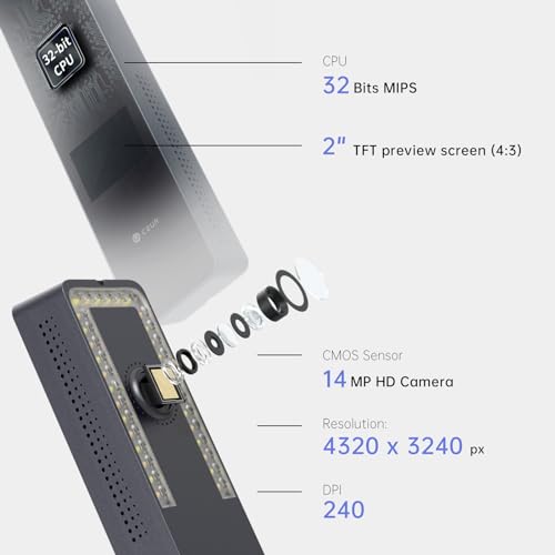 CZUR Aura Pro Book and Document Scanner, Capture A3 and A4, AI Technology for Automatic Smooth and Rotate Image, Foldable and Portable, Compatible with Windows and Mac OS