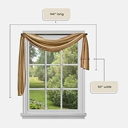 Sheer Window Scarf Valance - 50 Inch Width x 144