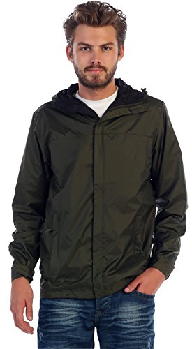 Gioberti men’s waterproof rain jacket, olive, m
