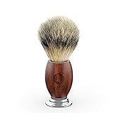 AMBROLEY BEST BADGER MEN'S SHAVING BRUSH - Hand Crafted To Provide The Most Luxurious Shave Lather of Your Life. Our Brushes Outperform Pure Badger, Boar Hair and Synthetics And Our Custom Wood Handle is Second to None