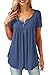 Neitade Womens Tops and Blouses Short Sleeve Tunic Tops Casual Loose Shirts Blue M