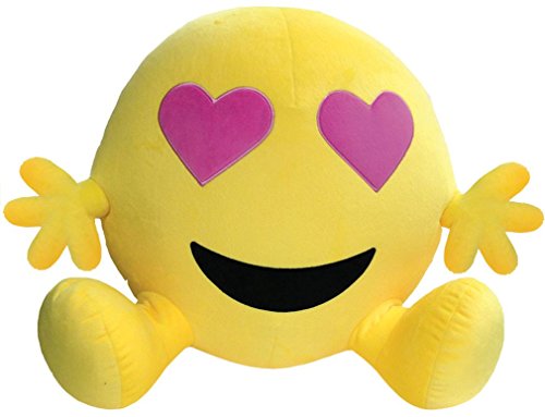 Iscream Bestie Jumbo Emoji Heart Eyes Fleece Microbead Pillow