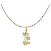The Black Bow 14k Yellow Gold Double Palm Trees Necklace