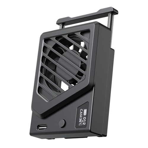 Camera Cooling Fan, Mini Intelligent Cooling Fan with Spring Telescopic Mount, Adjustable Real-time Monitoring and Type-C Charging Port, Compatible with Sony with Canon with FUJIFILM(Black)