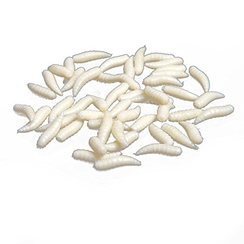 Sodial 50pcs 2cm Leurre De Peche Mouche Ver Leurres Souples Vers Ivoire