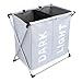 Chrislley X-Frame Double Laundry Basket 2 Section Oxford Dirty Laundry Hamper Sorter Waterproof with Handles (Light Grey)