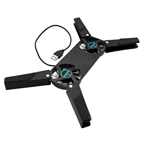 Miaomiaogo Laptop Desk Support Dual Cooling Fan Notebook Computer Stand Foldable USB Rack Holder Black