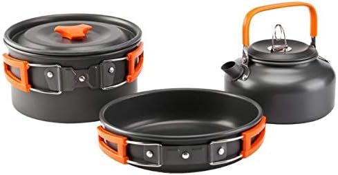 Portable Camping Cookware and Pot Set Aluminum Cooking Kits for Camping/Backpacking/Hiking/Trekking-Style C Orange