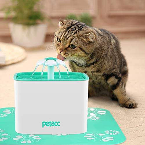Pet Fountain Cat Dog Water Dispenser with Pump and 4 Replacement Filters - Healthy and Hygienic 2L Super Quiet Automatic Electric Water Bowl, Drinking Fountain for Dogs, Cats (2L)