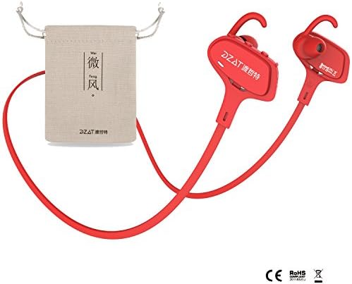 2018 New Bluetooth Earbuds, DF-05 Glow-In-Dark Lightweight Sports Bluetooth Headphones w/ Mic, CSR and Aptx HD Stereo, IP55 Waterproof, Smart AI for Smartphones, Iphone (Souled Red)