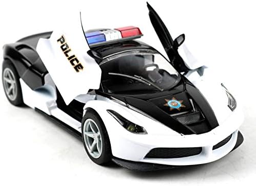 QAQW Police Car Alloy Pull Back Sound And Light Can Open The Door Children'S Toys Fall Simulation Model