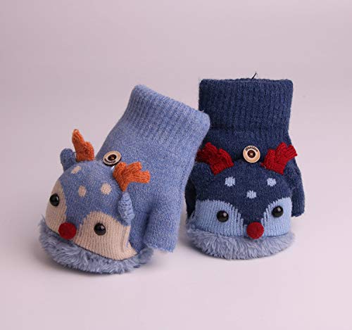 2Pairs Toddler Girls Winter Thermal Gloves with Flip Top for Cold Weather Gift