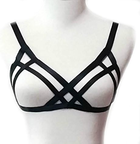 Walemy Harness Bra,Gothic Style Sexy Elastic gather together Cage Bra Strappy