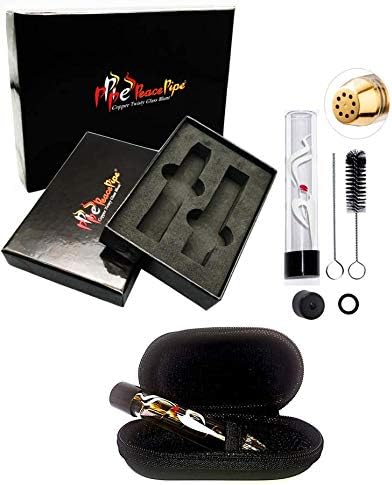 PeacePipe Super Twisty Glass Blunt 2g+ Herb Pipe 1xCopper, 2xRubber Caps, 1xCarry Case, 1xBag, 1x Brush, 1x Tool, 1xO-ring + Gift Box - Not Zinc Alloy