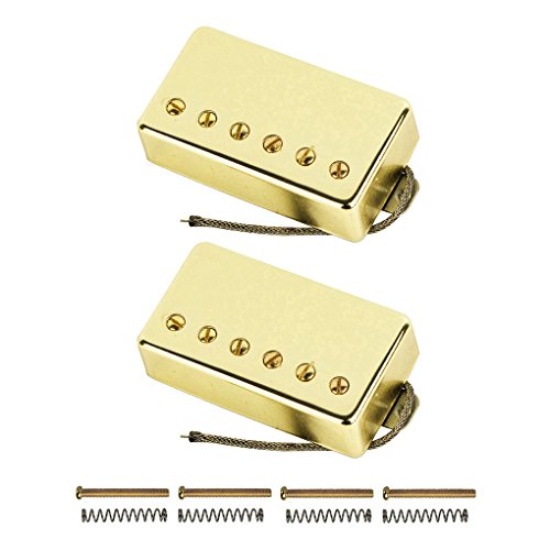 FLEOR Alnico5 Guitar Humbucker Pickup Set Golden Bridge & Neck Pickups Compatible with LP style Guitar Part