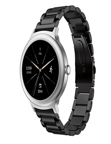 Dreaman Genuine Stainless Steel Bracelet Smart Watch Band Strap For LG Watch Style (Black)
