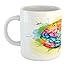 Ambesonne Watercolor Mug, Vibrant Colorful Human Brain Body Neurology Hemispheres Creative Intelligence, Ceramic Coffee Mug Cup for Water Tea Drinks, 11 oz, Pastel Red