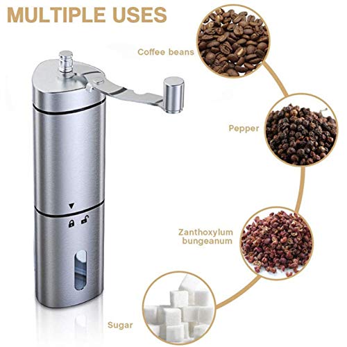 Yokawe Kaffeemühle Manuell mit Keramikmahlwerk - Edelstahl Handkaffeemühle, Tragbare Handkurbel Kaffeemühle mit… – Bild 3
