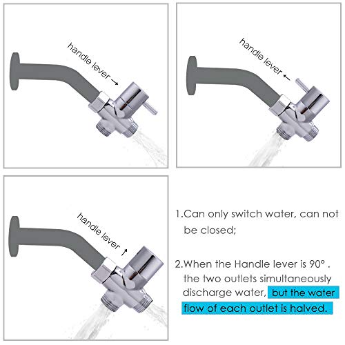 CACASO 100% Solid Brass Shower Arm Diverter,G 1/2 3 Way Shower Diverter valve For Hand Held Showerhead and Fixed Spray Head Diverter Polished Chrome - Thumbnail 3