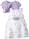 Youngland Baby Girls' Purple Schiffli Dress with Knit Shrug, White/Purple, 3-6 Months