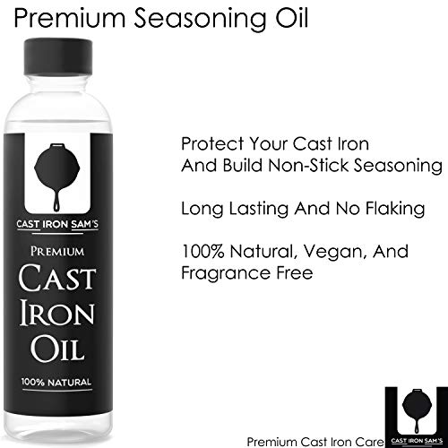 Stainless Steel Chainmail Cast Iron Scrubber and Seasoning Oil: Clean, Condition and Maintain Your Skillet, Dutch Oven, Grill Pan and all Castiron Cookware