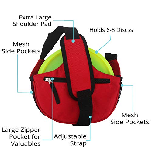 Kestrel Weekday Disc Golf Bag + eBOOK | Fits 5-7 Discs | for Beginner and Advanced Disc Golf Players | (Red)