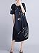 ELLAZHU Women Summer Crew Neck Pencil Sketch Printed Dress GA691 Blue, One Size