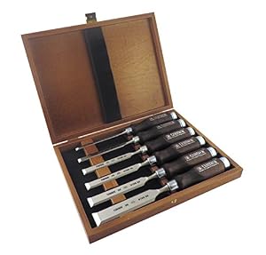 Image of Narex 6 pc Set 6 mm (1/4), 10 (3/8), 12 (1/2), 16 (5/8), 20 (13/16), 26 (1-1/16) Woodworking Chisels in Wooden Presentation Box 853053