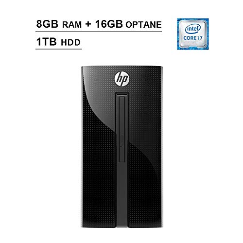 HP Pavilion 2019 460 Premium Desktop (Intel Dual-Core i7-7700T 2.9 GHz up to 3.8 GHz, 8GB RAM+16GB Optane RAM, 1TB HDD, DVD, WiFi, Bluetooth, HDMI, Keyboard, Mouse, Win10 Home)