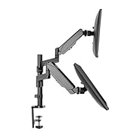 TechOrbits Dual Monitor Stand - Dual Computer Screen Arms - C Clamp on Desk Monitor Riser - Full Motion Swivel Articulating Gas Springs - Universal Fit for 17" - 32" 180° Rotation Vesa Mount