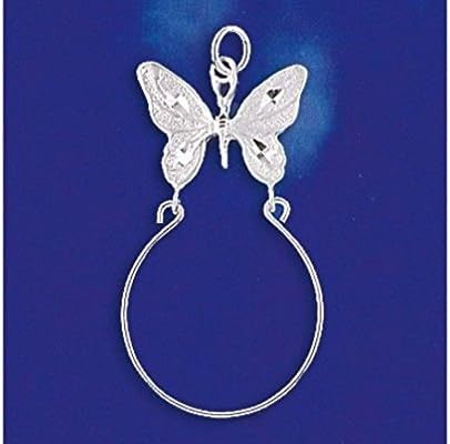 Letter Fashion Silver Butterfly Charm Holder Pendant Italian Design Solid