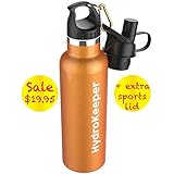 Stainless Steel Water Bottle by Hydrokeeper (Orange)
