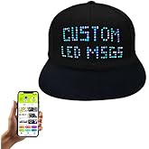 LED Display Up Baseball Cap with Bluetooth - Personalized Messages for Parties, Birthdays, Gifts Black