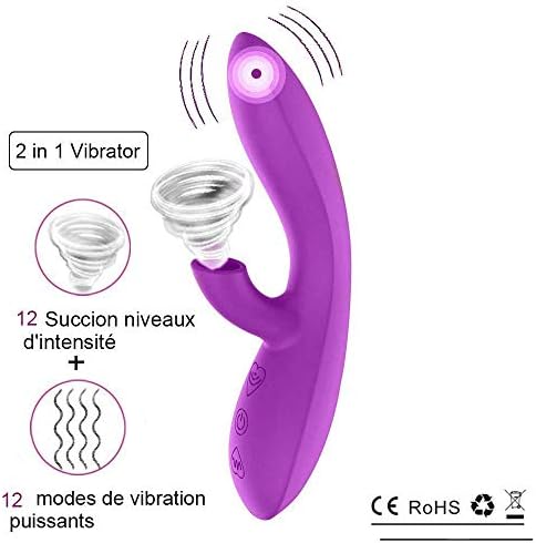 Adult family Cjsl 2 in 1 Clitoral Massager Stimulator Rabbit Vibrator for Female Vibrators Stimulator Clitoris Suction with 12 Levels of Intensity 12 Vibrating Mode Silent and Powerful, Waterproof
