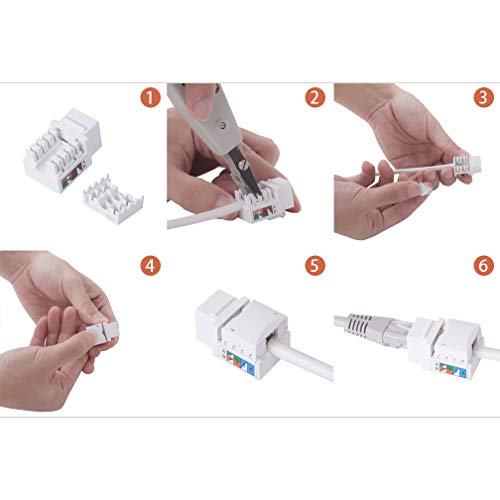 Generic Keystone Jack RJ45 Ethernet Module Cat6 Network Coupler Punch Down Adapter Compatible Cat 6/5e/5 Connector(10 Pack) - Thumbnail 7