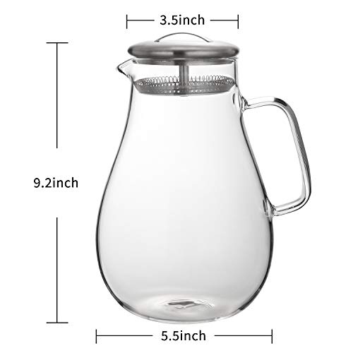 Hiware 64 Ounces Glass Pitcher with Lid / Water Pitcher with Handle
