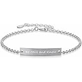ALiLuYa Be Still and Know Bracelet for Women, 925 Sterling Silver Christian Peace Jewelry, Meaningful Gift for He