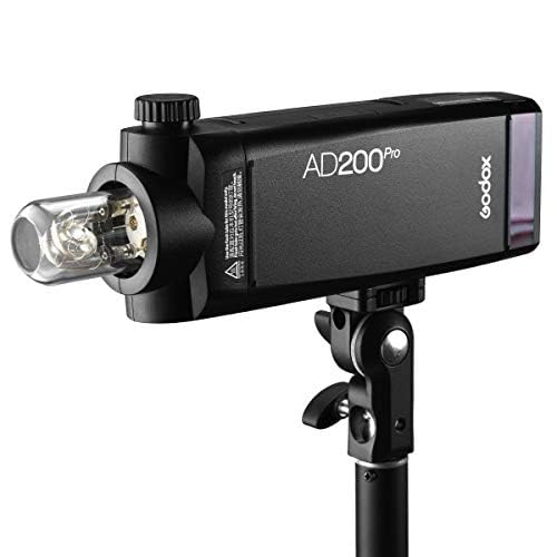 GODOX AD200 Pro AD200Pro 200Ws 2.4G Flash Strobe Monolight, 1/8000 HSS, 500 Full Power Flashes, 0.01-1.8s Recycling, 2900mAh Battery, Bare Bulb/Speedlite Fresnel Flash Head, Lightweight Compact