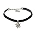Alpenflüstern Traditional Velvet Choker Rhinestone Edelweiss small, Ladies costume jewelry, bavarian necklace close-fitting, elastic narrow choker for Dirndl, Leather trouser, Oktoberfest (black)