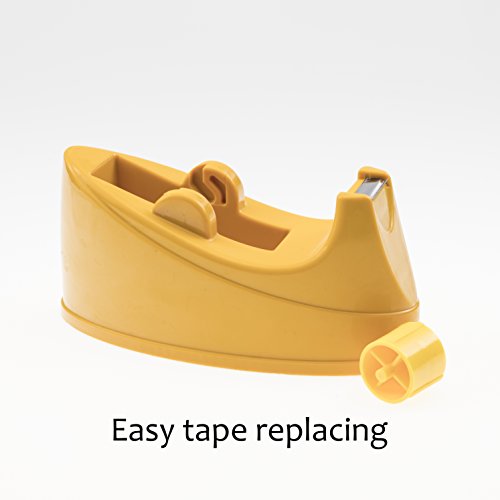 Prosun Desktop 1/4'', 1/2'' Tape Dispenser, Office and School Clear Tape Cutter, Modern Simple Design, TG07-YLW