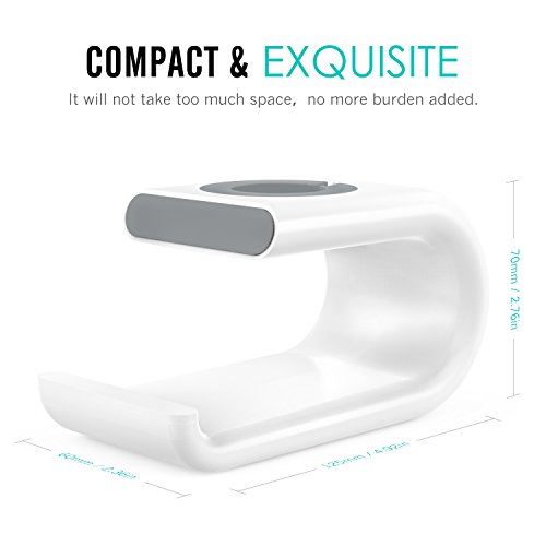 MoKo Apple Watch stand/Phone stand, Acrylic Horizontal Charging Station Dock Desk Cradle Holder for Apple Watch Series 3 2017/Series 2[38mm & 42mm], iPhone X/8/8 Plus/7/7 Plus, Galaxy Note 8, WHITE - Thumbnail 7