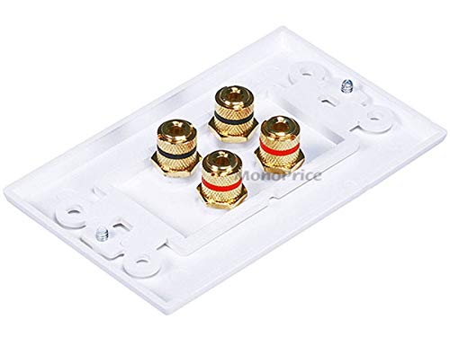 Monoprice High Quality Banana Binding Post Two-Piece Inset Wall Plate for 2 Speakers - Coupler Type - //coolthings.us