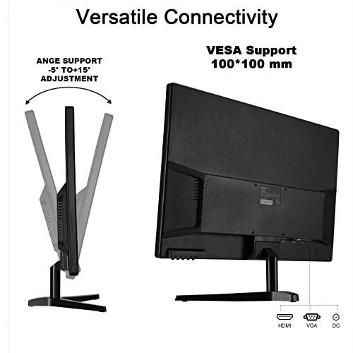 JOOPNE 24 inch Computer Monitor 1920 * 1080P Full HD 75Hz VESA Support HDMI 2.0 VGA,Black