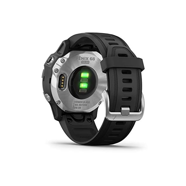Garmin Fēnix 6S Solar, Solar-powered Multisport GPS Watch, Advanced Training Features and Data, Silver with Black Band