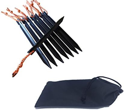 Tent Stakes Ultralight Aluminum Camping Hiking Peg with Reflective Pull Cords &amp; Pouch Tri Cone - Y Beam Design, 8 Pack