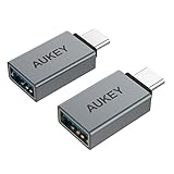 AUKEY USB-C Adapter, Type-C to USB 3.0 Adapter Aluminum (2-Pack) for MacBook Pro, Samsung Galaxy S8, S8+, Nexus 6P 5X, Google Pixel, LG G5, HTC 10 and More (Gray)