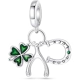 CYCUFF 925 Sterling Silver Charms Suitable for Bracelets Charms Beads, Charm Necklaces Jewellery Gift for Women Family Friends (Green Good Luck Horseshoe 3-Piece Charm Set)
