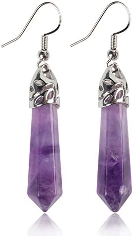 Real Natural Quartz Stone Healing Point Crystal Chakra Dangle Earrings Valentine's day Mother's day Gift