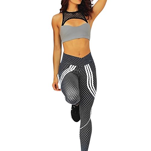 Women's Yoga Pants Dot Exercises Leggings Fitness Sports Running Pants Women's Pants Casual Pants spandex yoga pants Riding Bicycle Leggings (L, Black) - Thumbnail 6