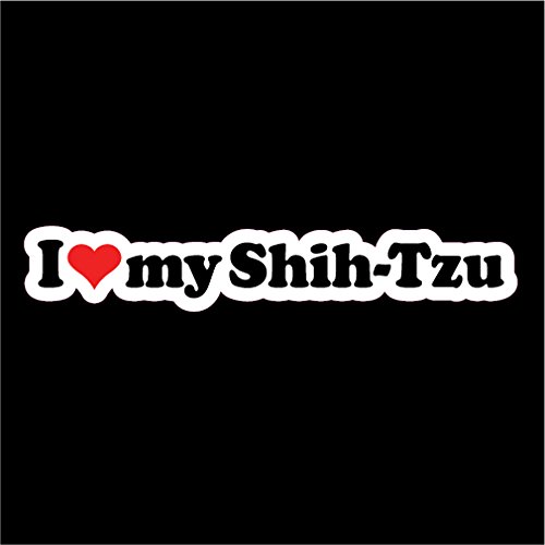 KCD I Love My Shih-Tzu Dog Vinyl Decals Stickers(Two Pack!!!) Cars Trucks Vans Walls Laptops Cups|Full Color|2-6.25 X 1 In Decals|KCD802